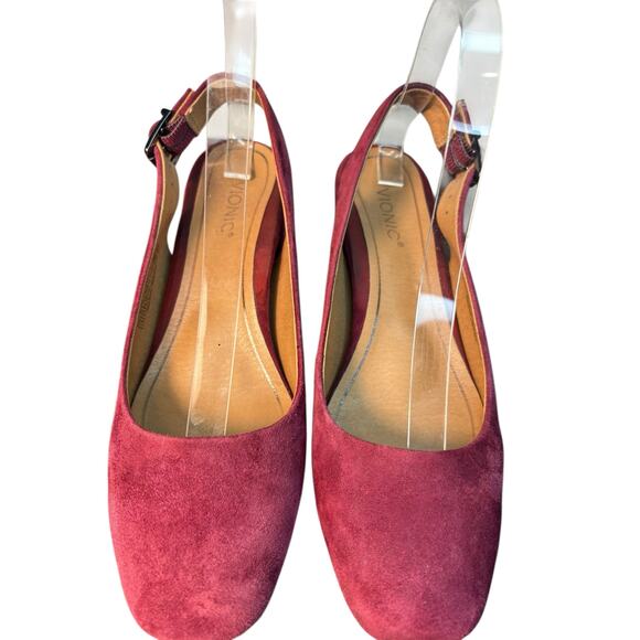 Vionic Women's Burgundy Pink Suede Heels Slingback 7.5 - Picture 8 of 9
